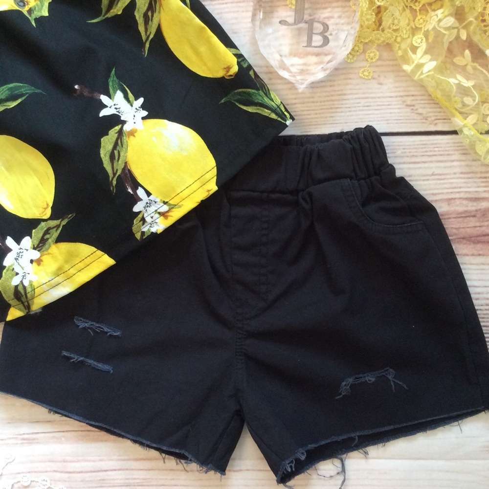 Boutique Girls Trendy Lemon 2pc Outfit - Picture 3 of 4